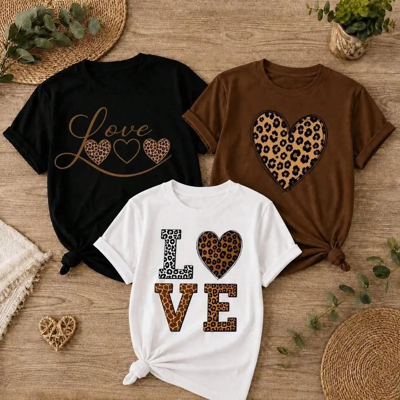 Kit 3 Camisetas Femininas Love Animal Print – Love, Leopard Love e Wild Love