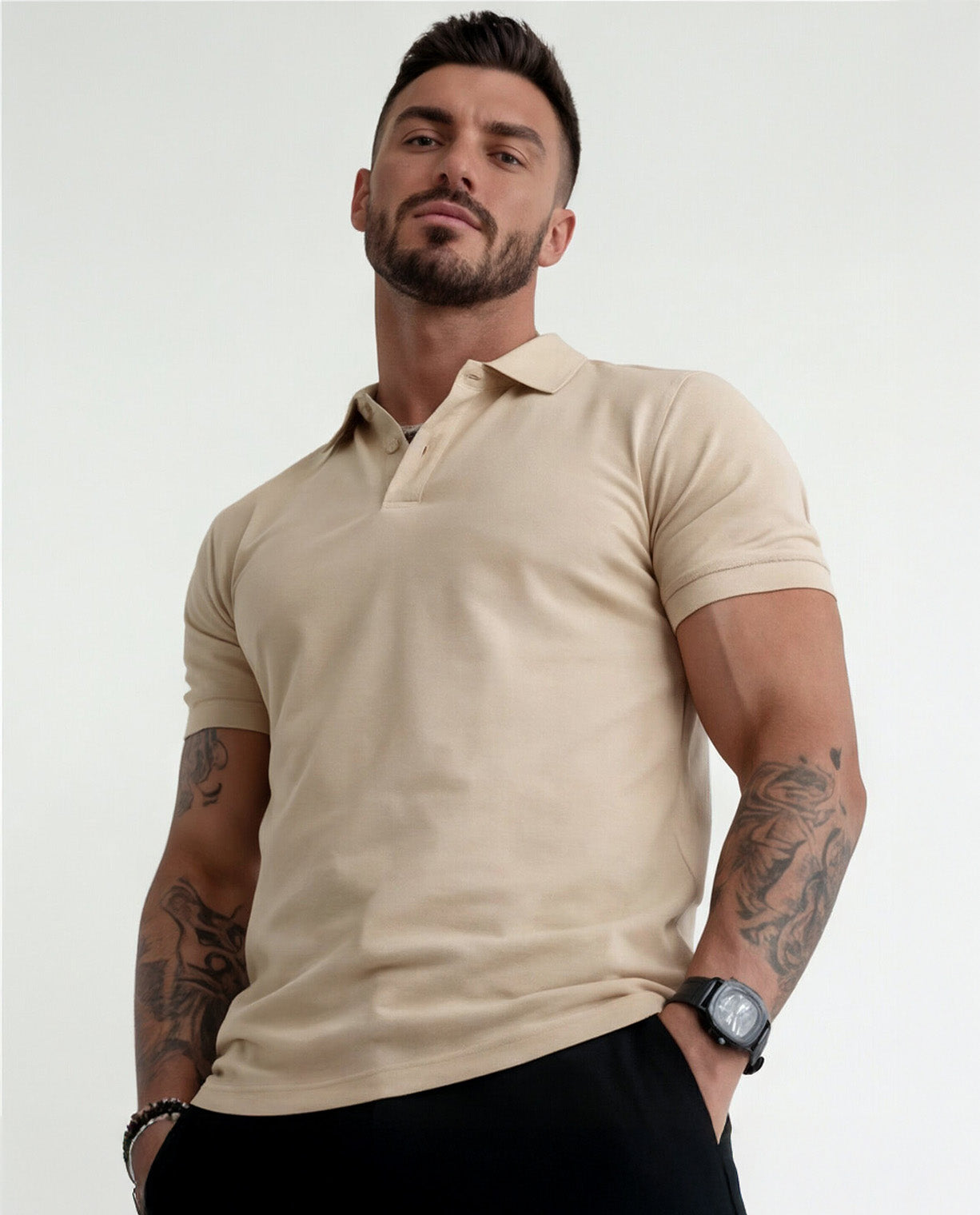CAMISA POLO LISA BEGE