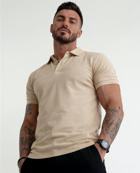 CAMISA POLO LISA BEGE