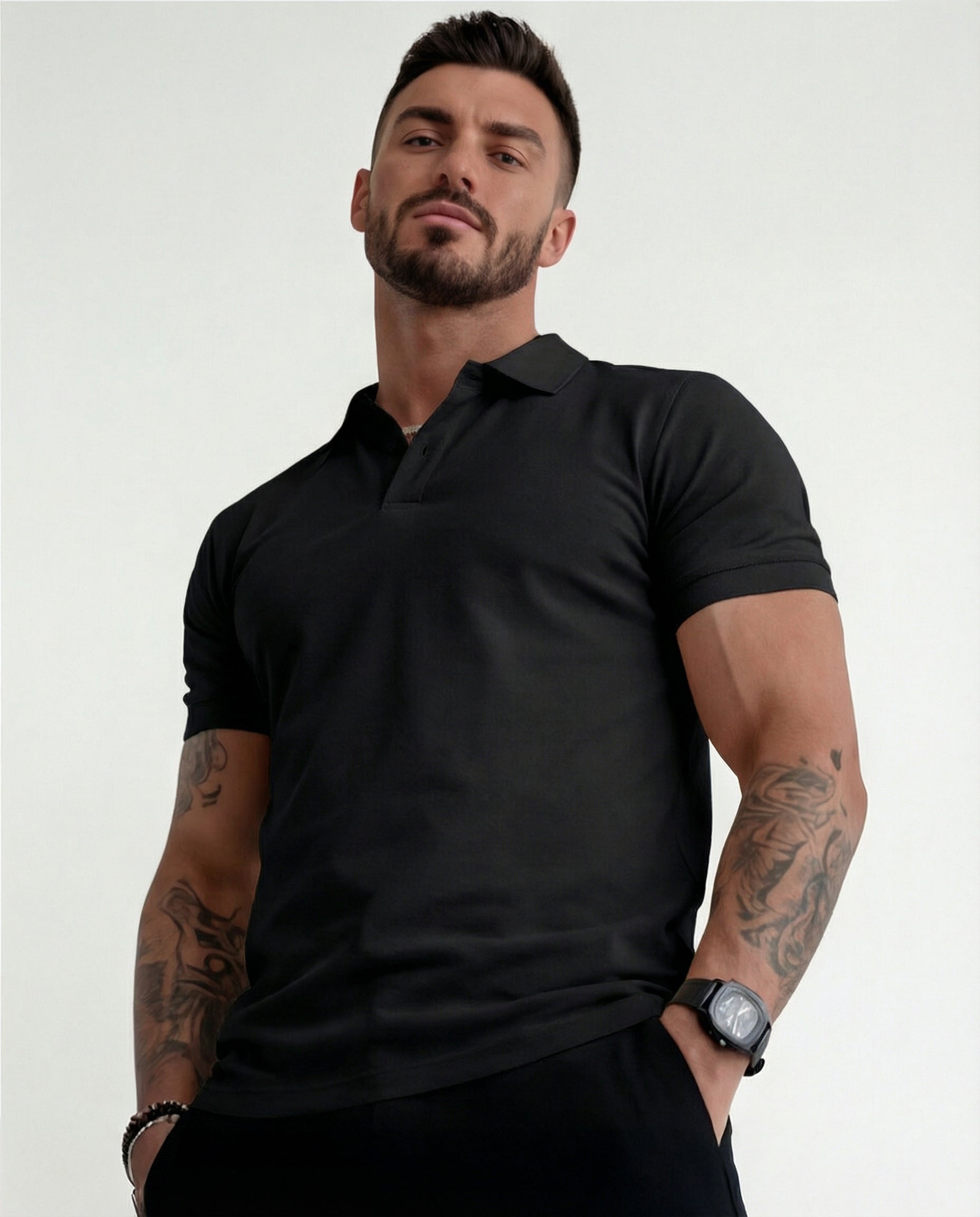 CAMISA POLO LISA PRETA