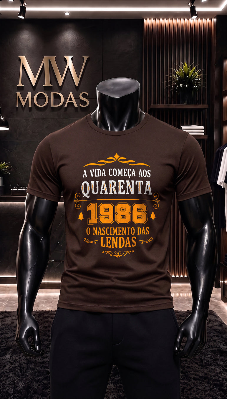 Camiseta A Vida Começa Aos Quarenta 1986 O Nascimento das Lendas