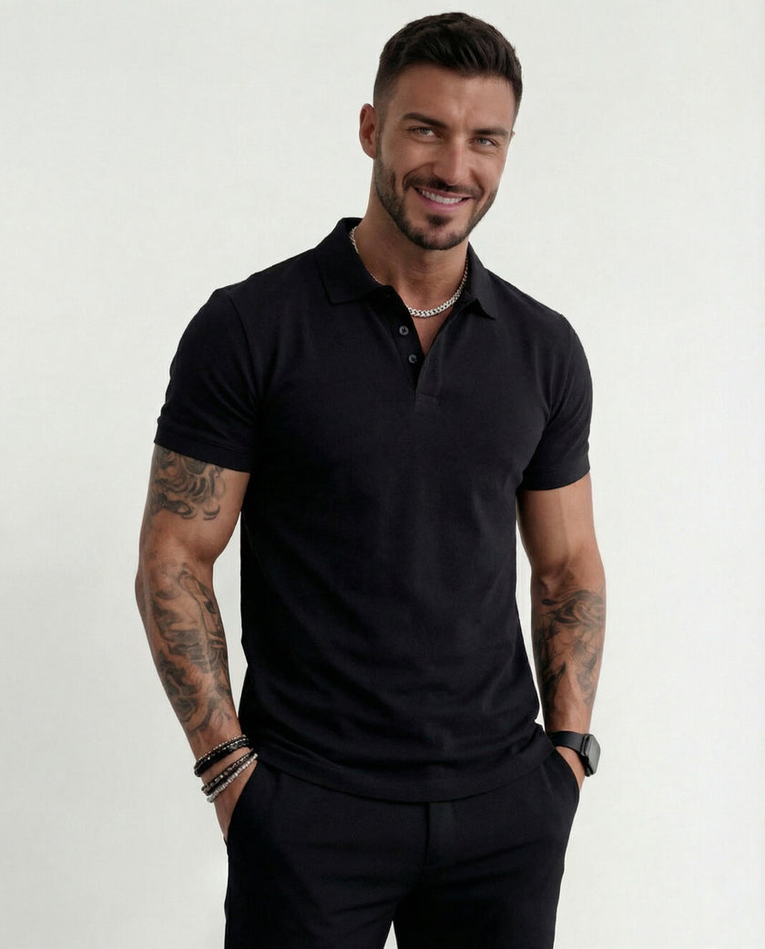 CAMISA POLO LISA PRETA