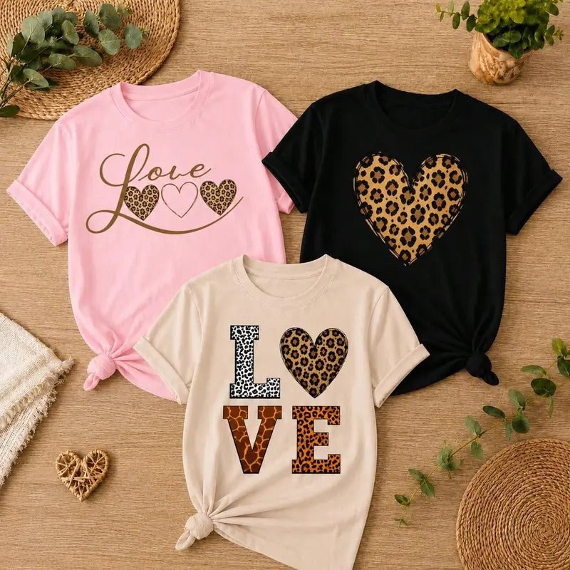 Kit 3 Camisetas Femininas Love Animal Print – Love, Leopard Love e Wild Love