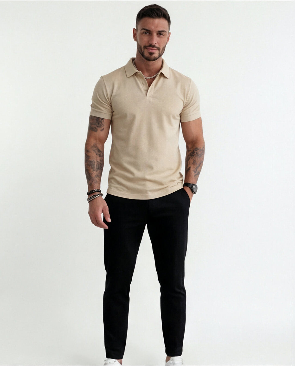 CAMISA POLO LISA BEGE