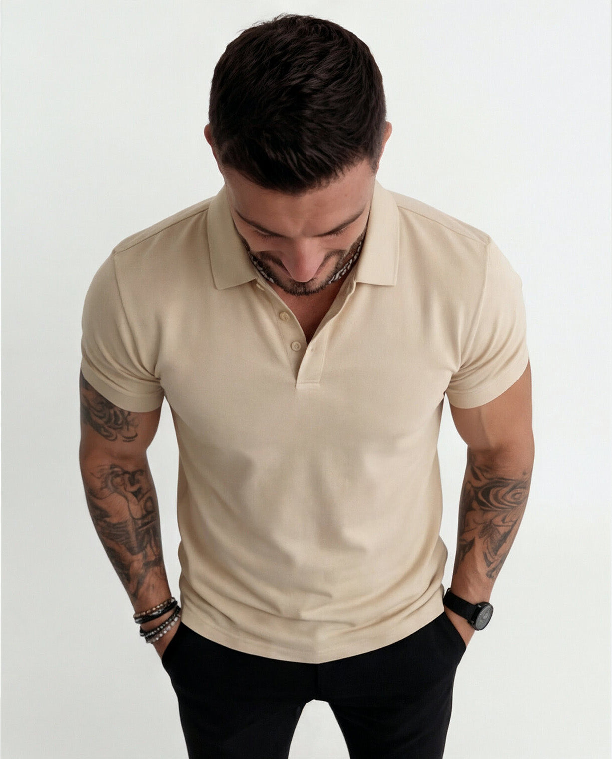 CAMISA POLO LISA BEGE