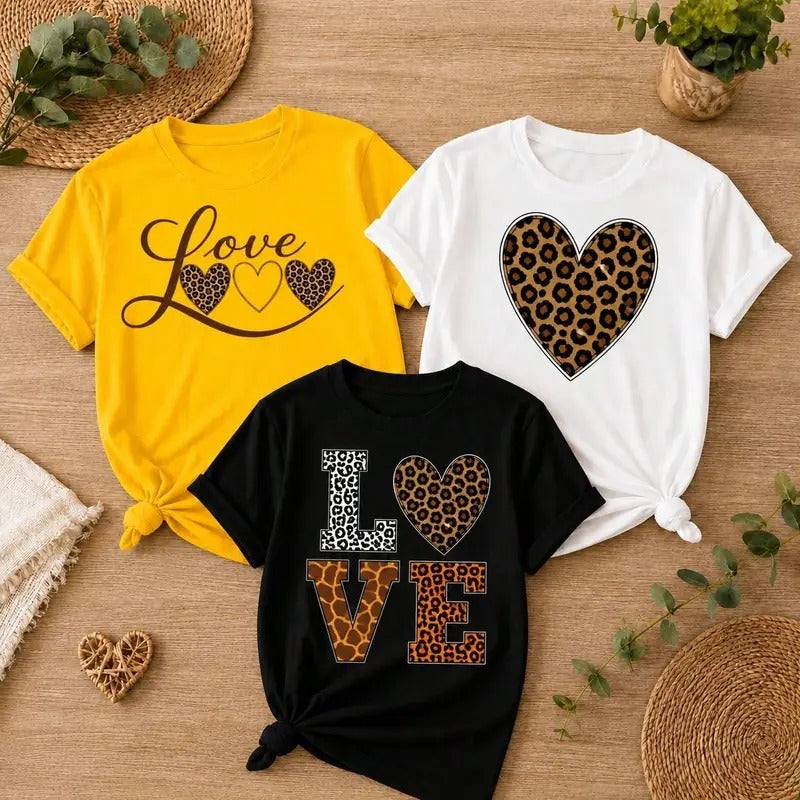 Kit 3 Camisetas Femininas Love Animal Print – Love, Leopard Love e Wild Love