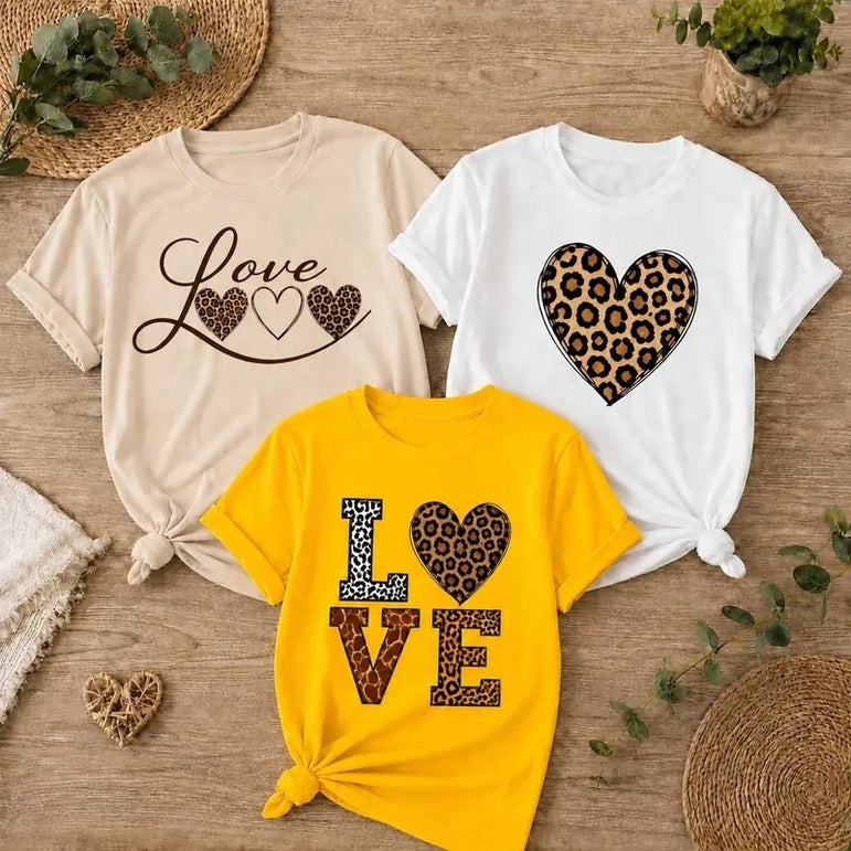 Kit 3 Camisetas Femininas Love Animal Print – Love, Leopard Love e Wild Love