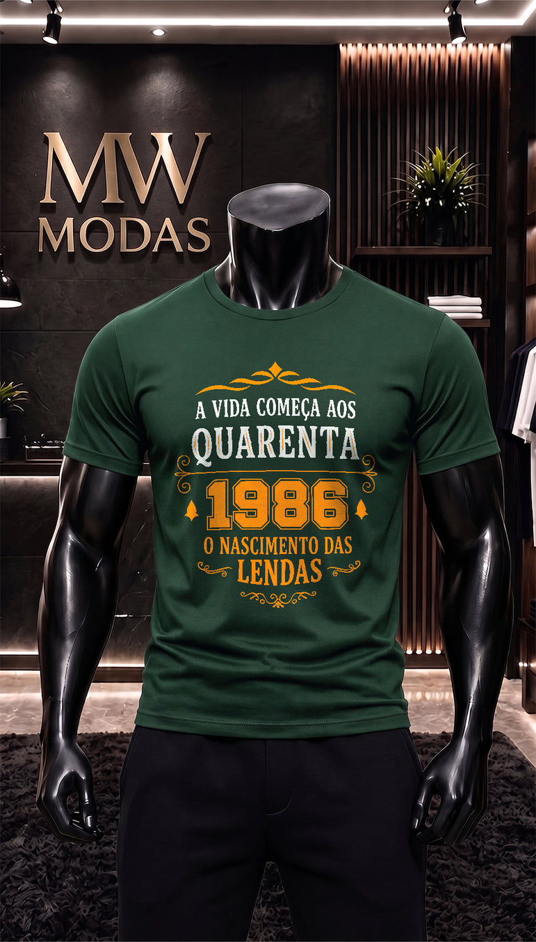 Camiseta A Vida Começa Aos Quarenta 1986 O Nascimento das Lendas