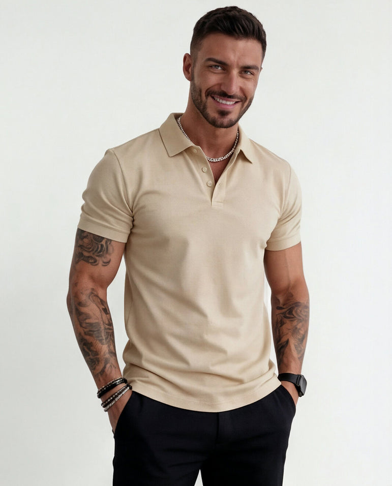CAMISA POLO LISA BEGE