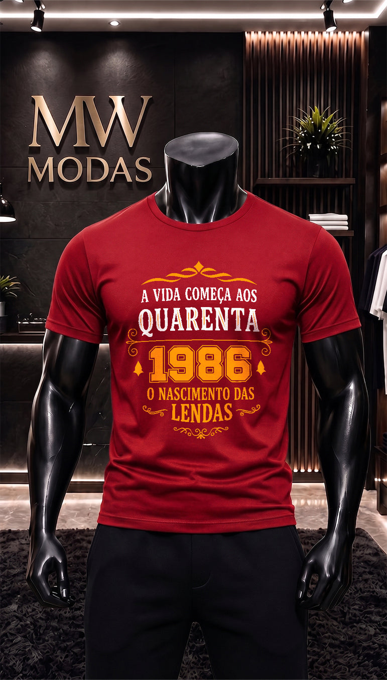 Camiseta A Vida Começa Aos Quarenta 1986 O Nascimento das Lendas