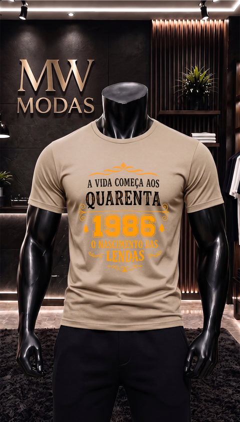 Camiseta A Vida Começa Aos Quarenta 1986 O Nascimento das Lendas
