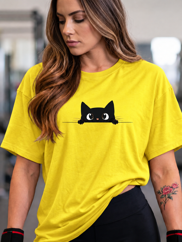 Camiseta Feminina Gatinho Espiadinha