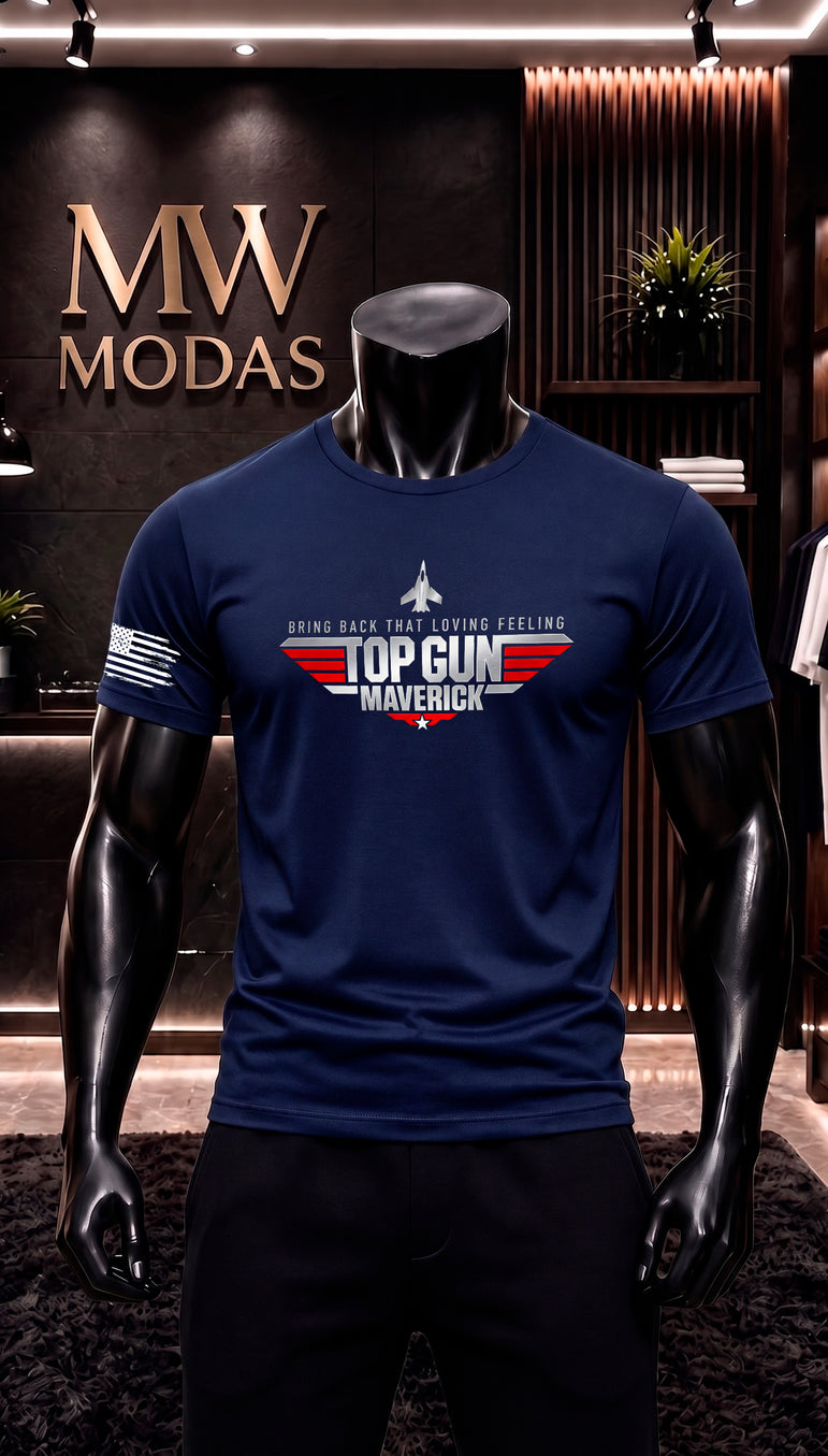Camiseta Masculina Maverick Aviador Estilo Militar Casual