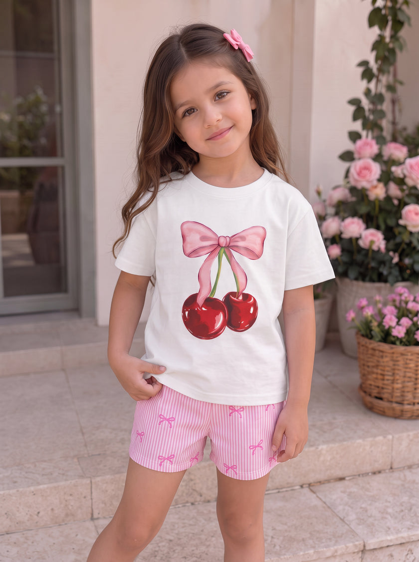 Camiseta Infantil Cerejinha🍒🎀