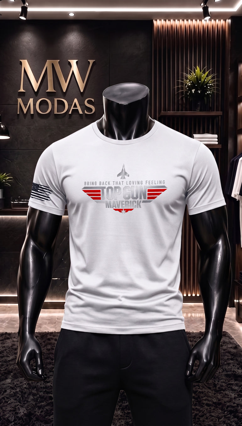 Camiseta Masculina Maverick Aviador Estilo Militar Casual