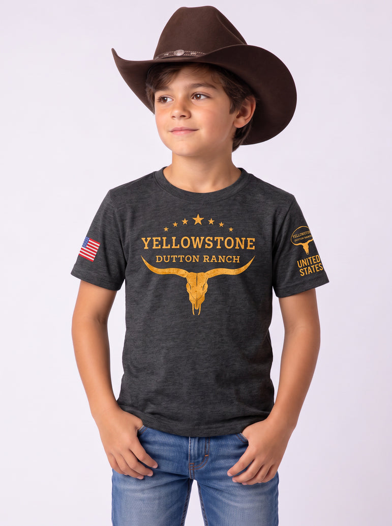 Camiseta Infantil Yellowstone Dutton Ranch – Estilo Country Western