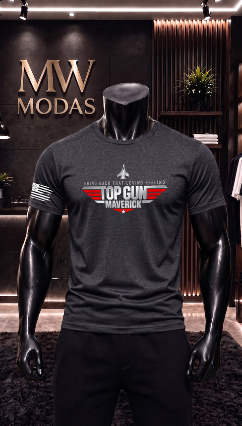 Camiseta Masculina Maverick Aviador Estilo Militar Casual