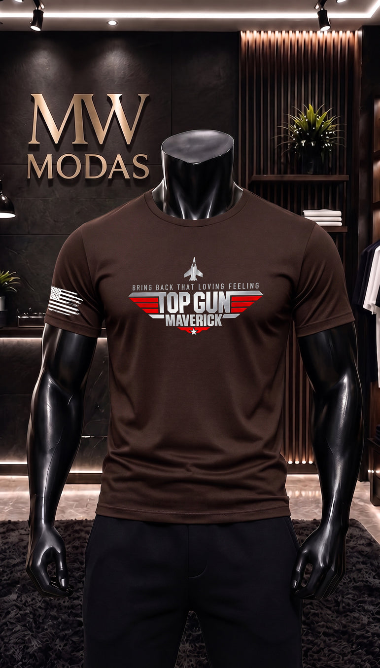 Camiseta Masculina Maverick Aviador Estilo Militar Casual