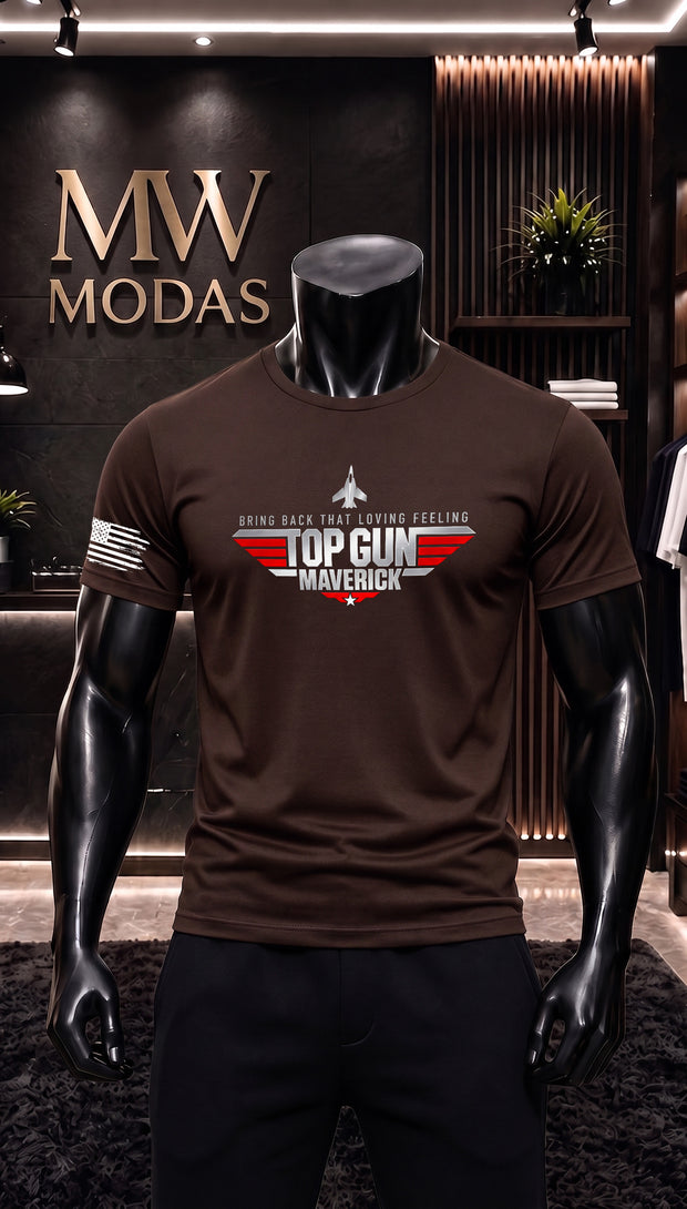 Camiseta Masculina Maverick Aviador Estilo Militar Casual