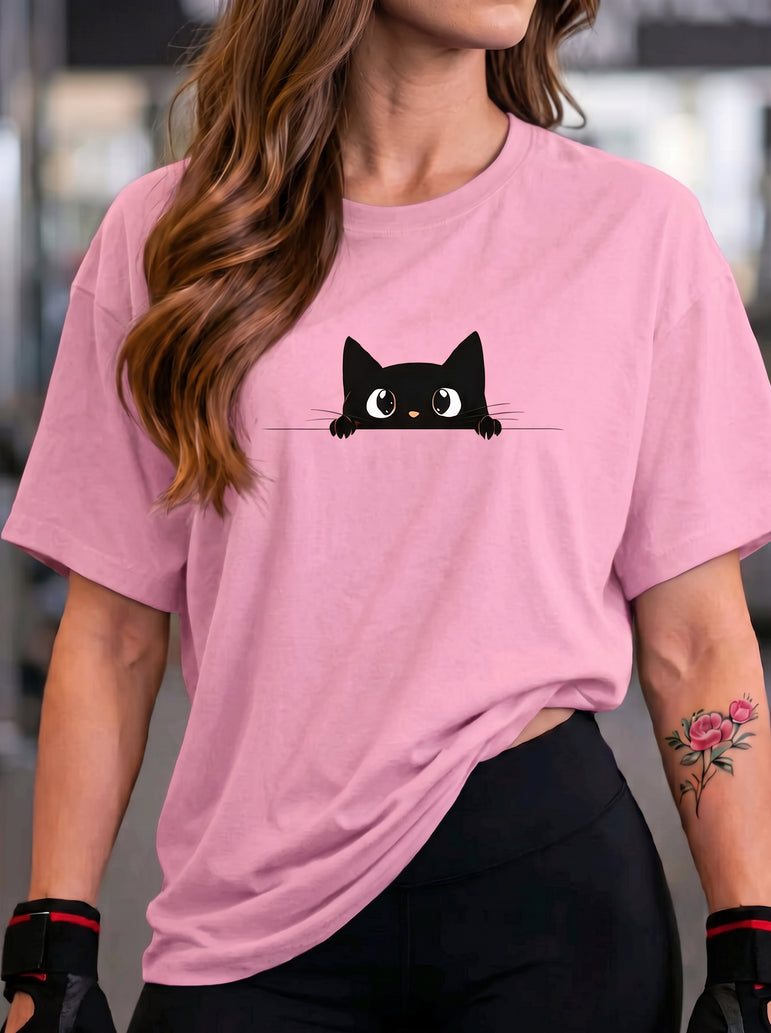 Camiseta Feminina Gatinho Espiadinha