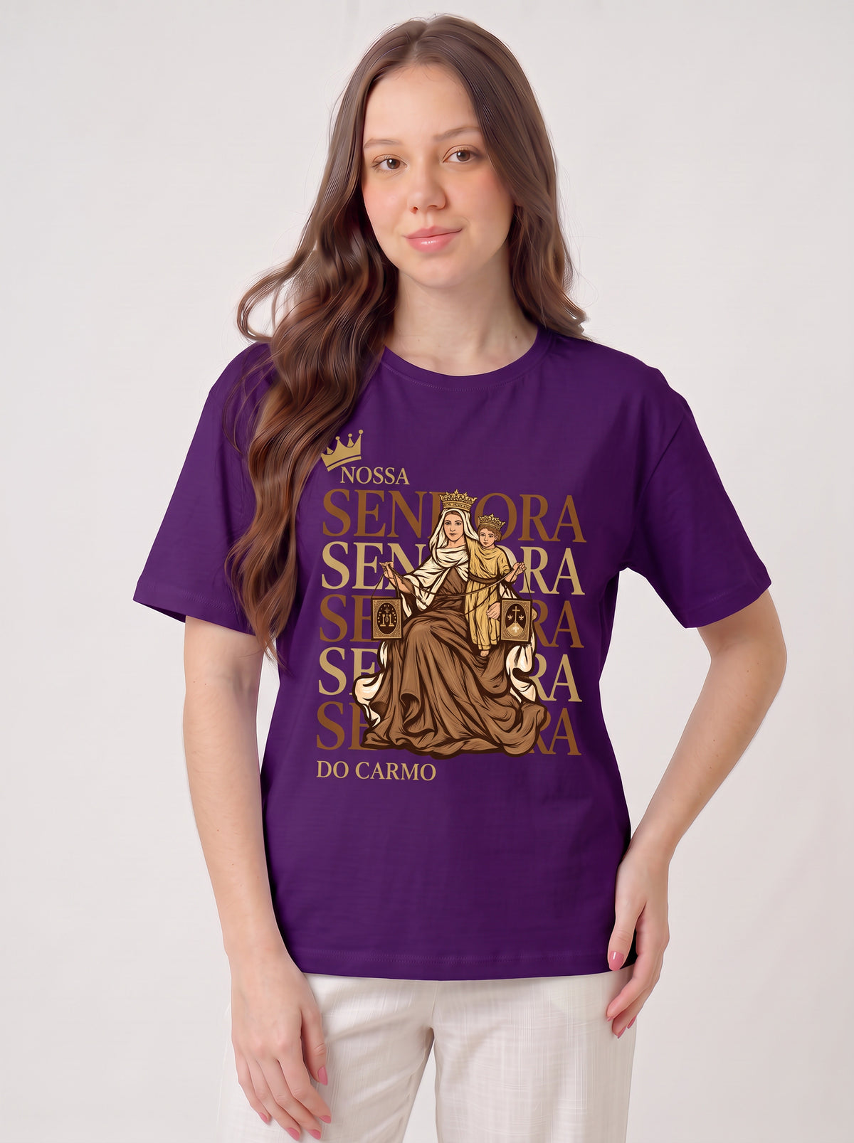 Camiseta Feminina Nossa Senhora do Carmo – Sob o Manto de Maria