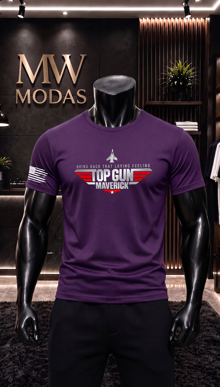 Camiseta Masculina Maverick Aviador Estilo Militar Casual