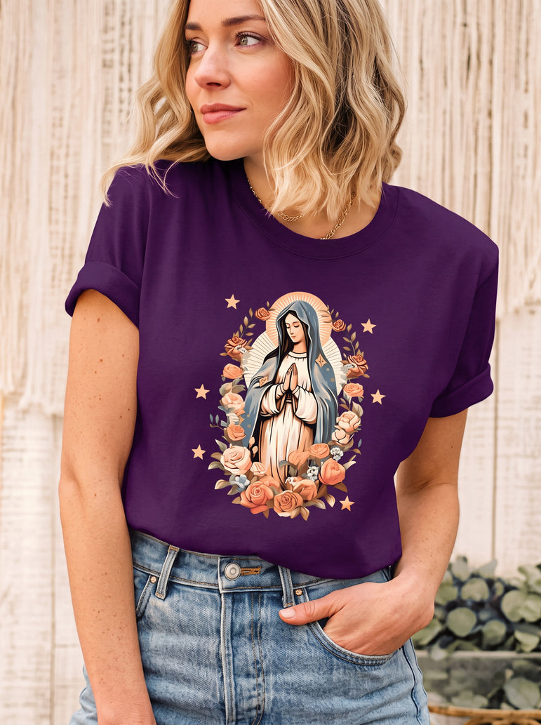 Camiseta Feminina Ave Maria Floral