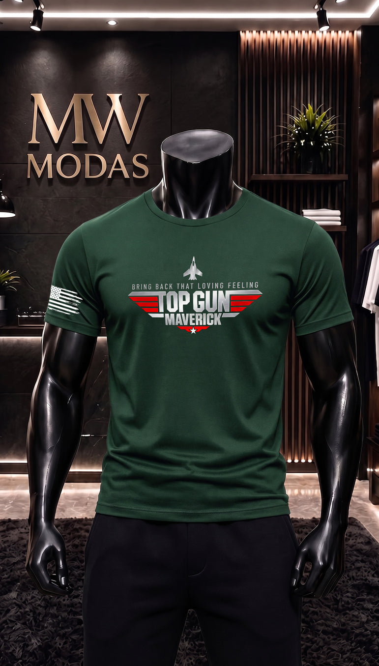 Camiseta Masculina Maverick Aviador Estilo Militar Casual
