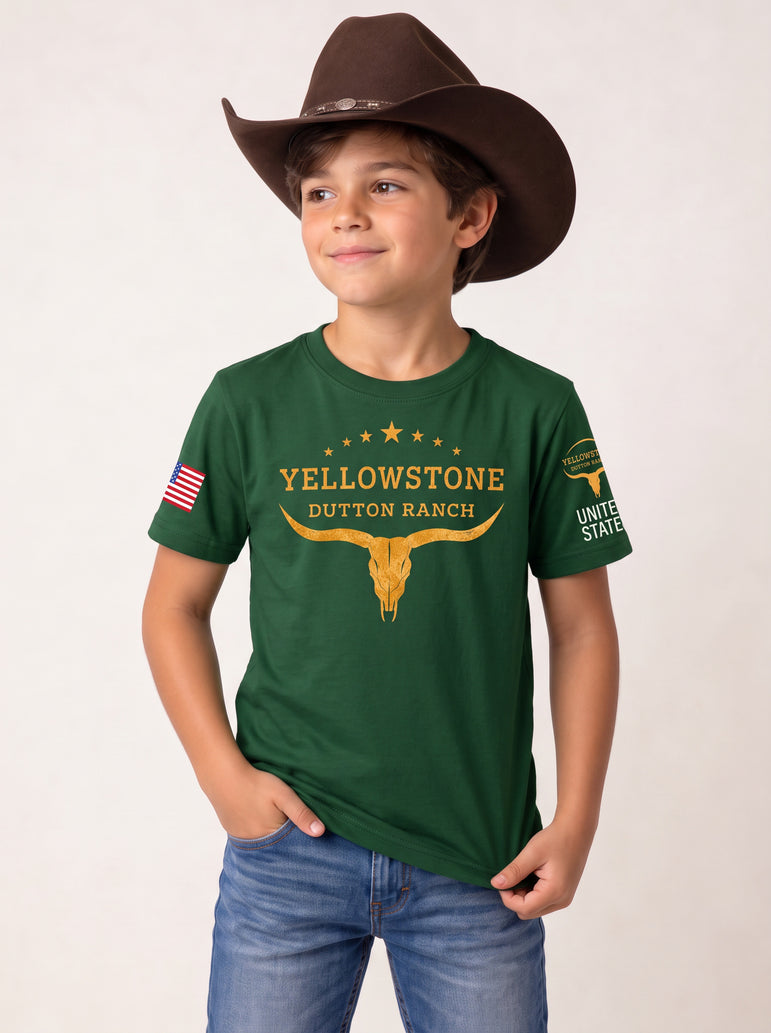 Camiseta Infantil Yellowstone Dutton Ranch – Estilo Country Western