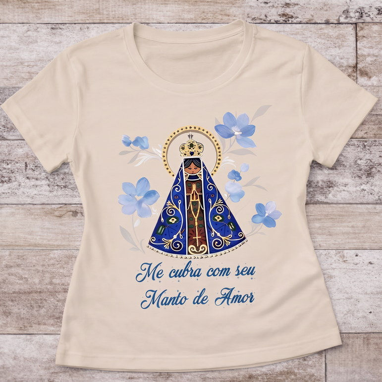 Camiseta Aparecida Manto de Amor Feminina Bege