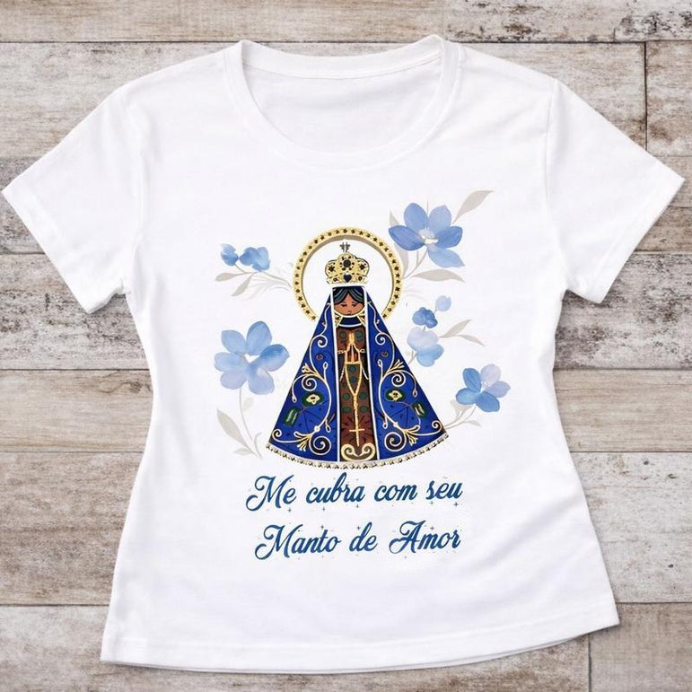Camiseta Aparecida Manto de Amor Feminina Branco