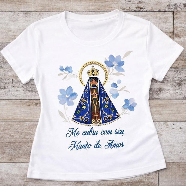 Camiseta Aparecida Manto de Amor Feminina Branco