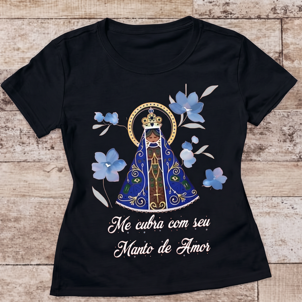 Camiseta Aparecida Manto de Amor Feminina Preto