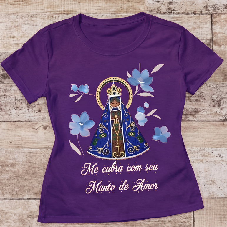 Camiseta Aparecida Manto de Amor Feminina Roxo
