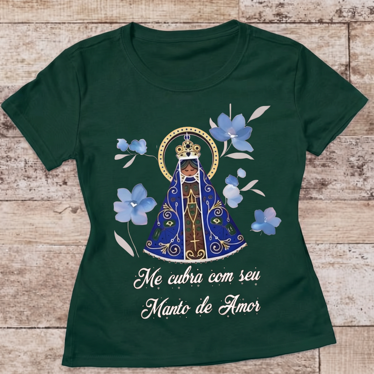 Camiseta Aparecida Manto de Amor Feminina Verde