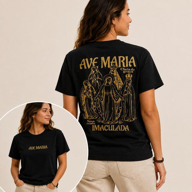 Camiseta Ave Maria Imaculada Preto