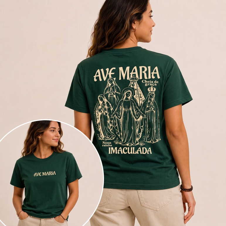 Camiseta Ave Maria Imaculada Verde