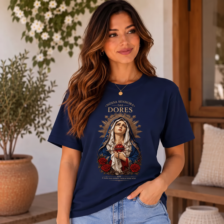 Camiseta Nossa Senhora das Dores Feminina Azul-marinho