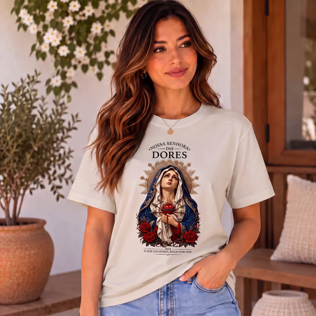 Camiseta Nossa Senhora das Dores Feminina Bege