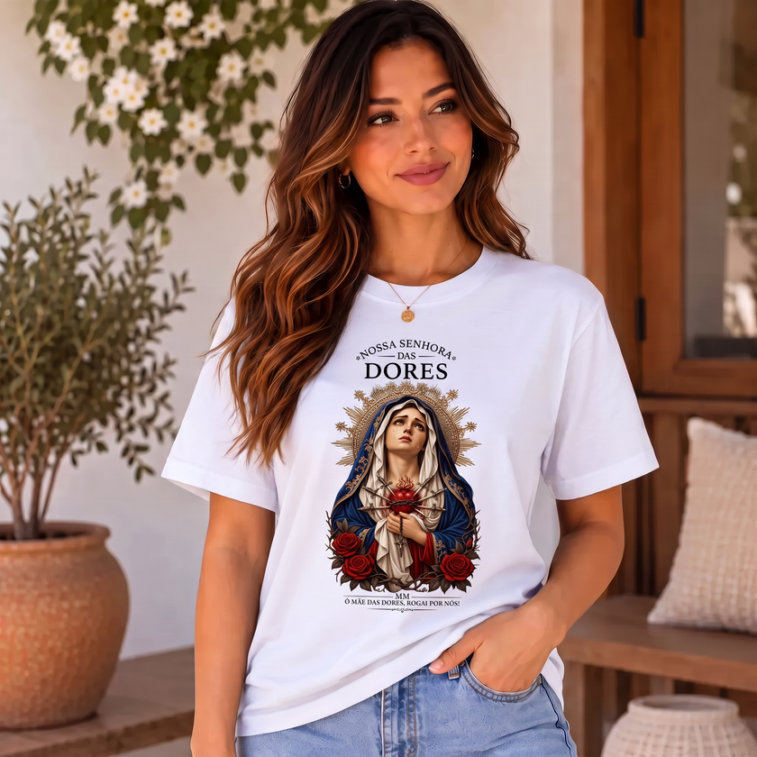Camiseta Nossa Senhora das Dores Feminina Branco