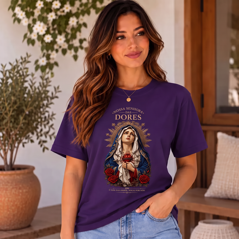 Camiseta Nossa Senhora das Dores Feminina Roxo