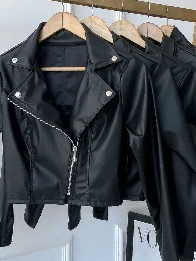 Jaqueta Feminina Couro PU Biker - acabamento premium