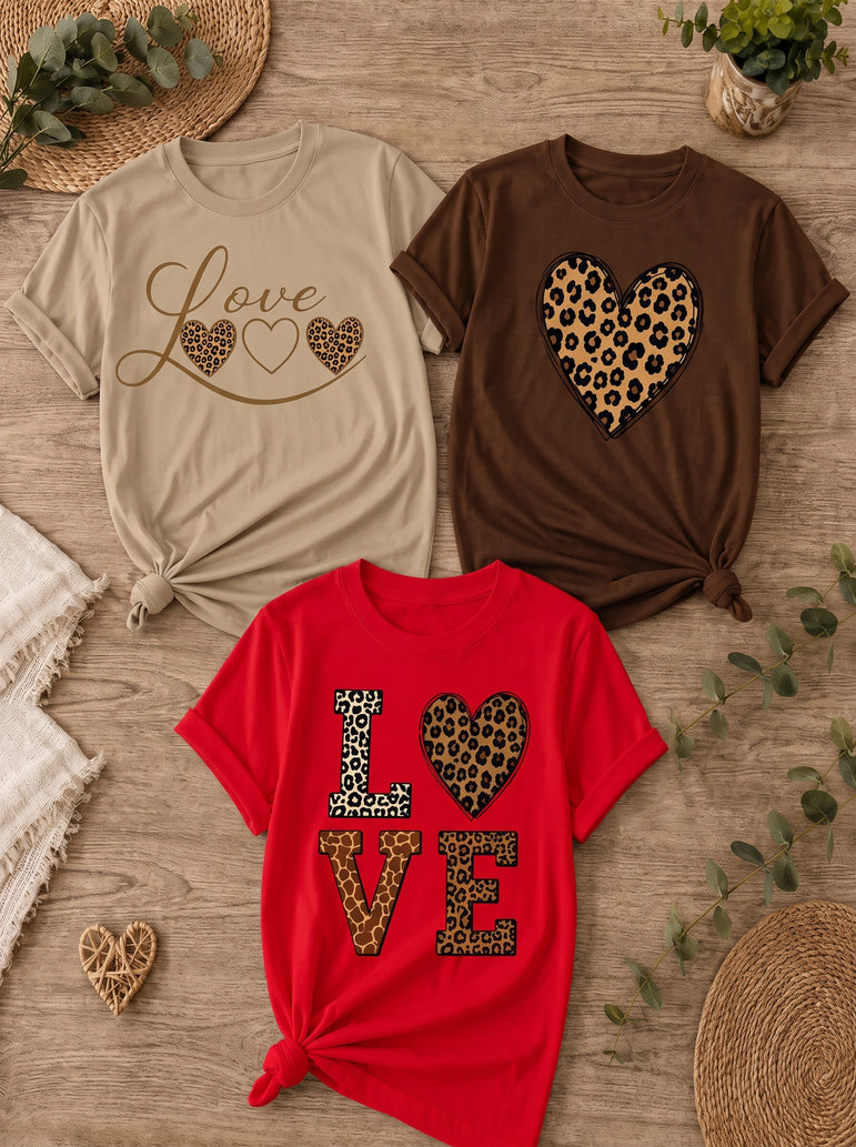 Kit 3 Camisetas Femininas Love Animal Print – Love, Leopard Love e Wild Love