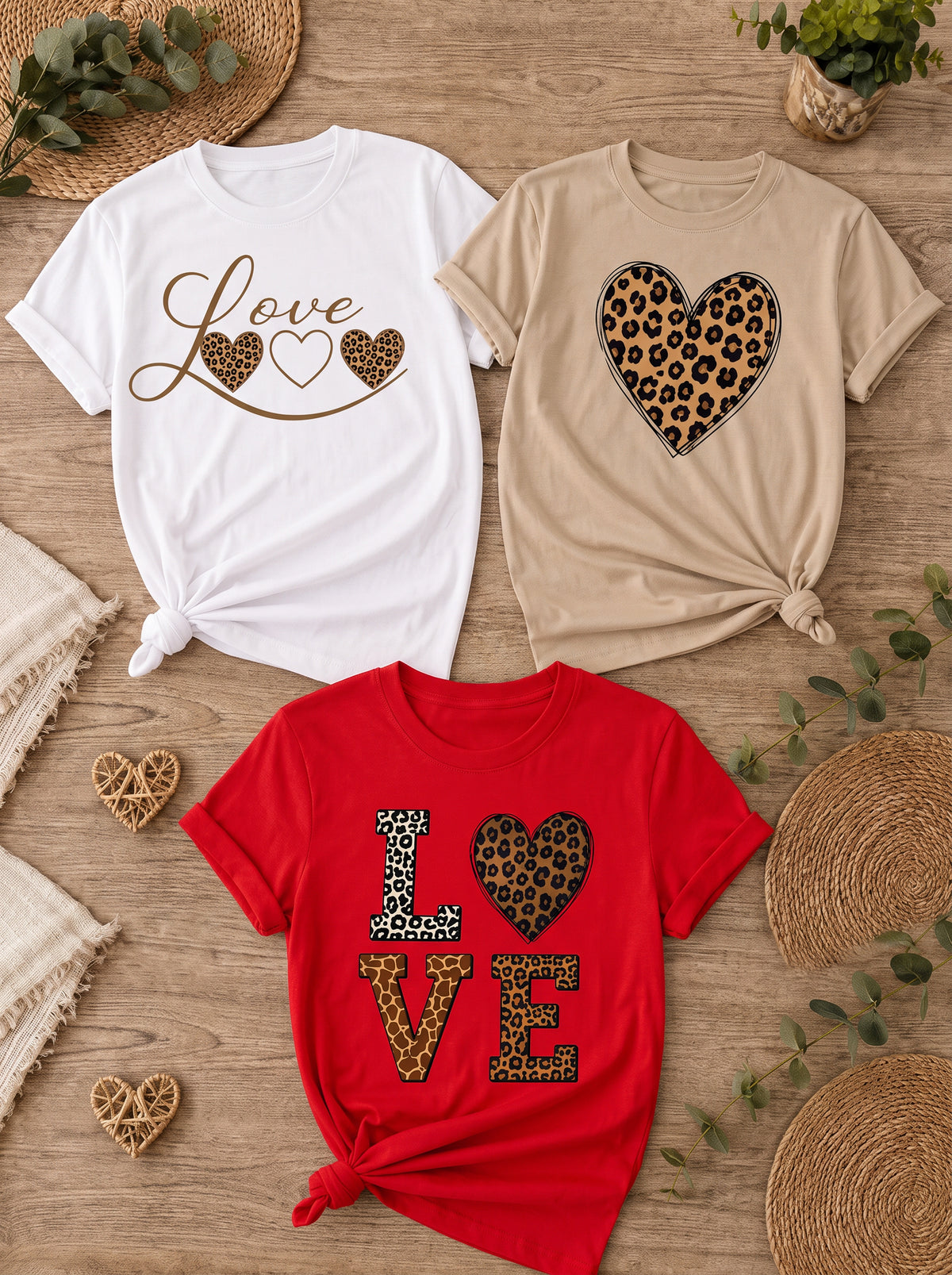 Kit 3 Camisetas Femininas Love Animal Print – Love, Leopard Love e Wild Love