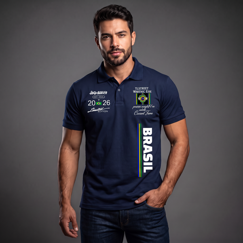 Camisa Polo Brasil 2026 Azul-marinho