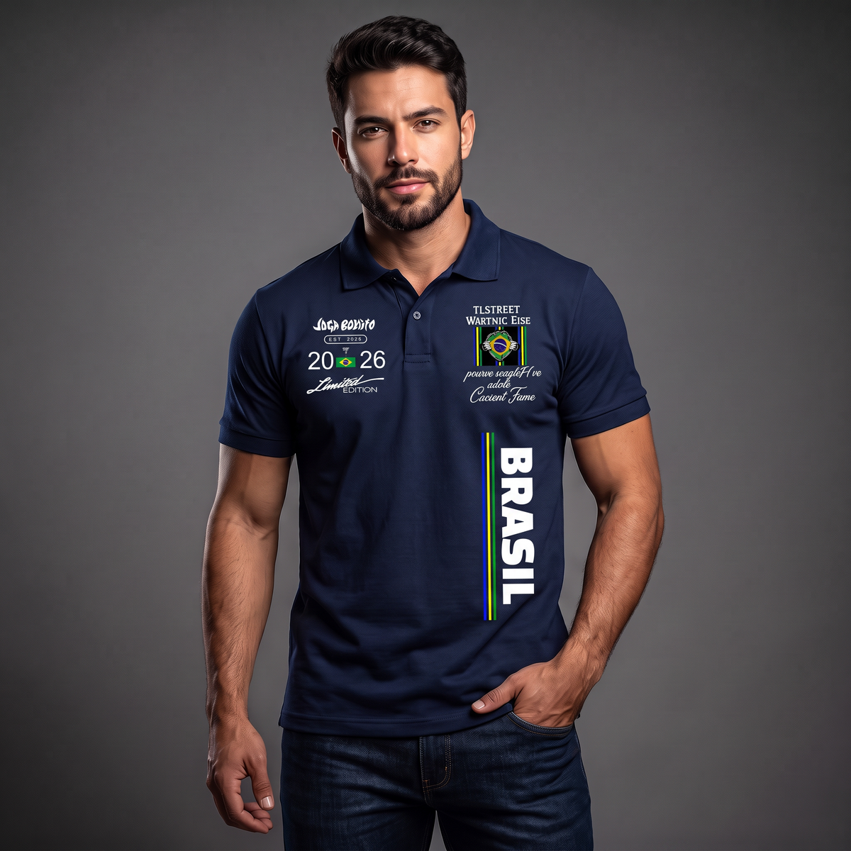 Camisa Polo Brasil 2026 Azul-marinho