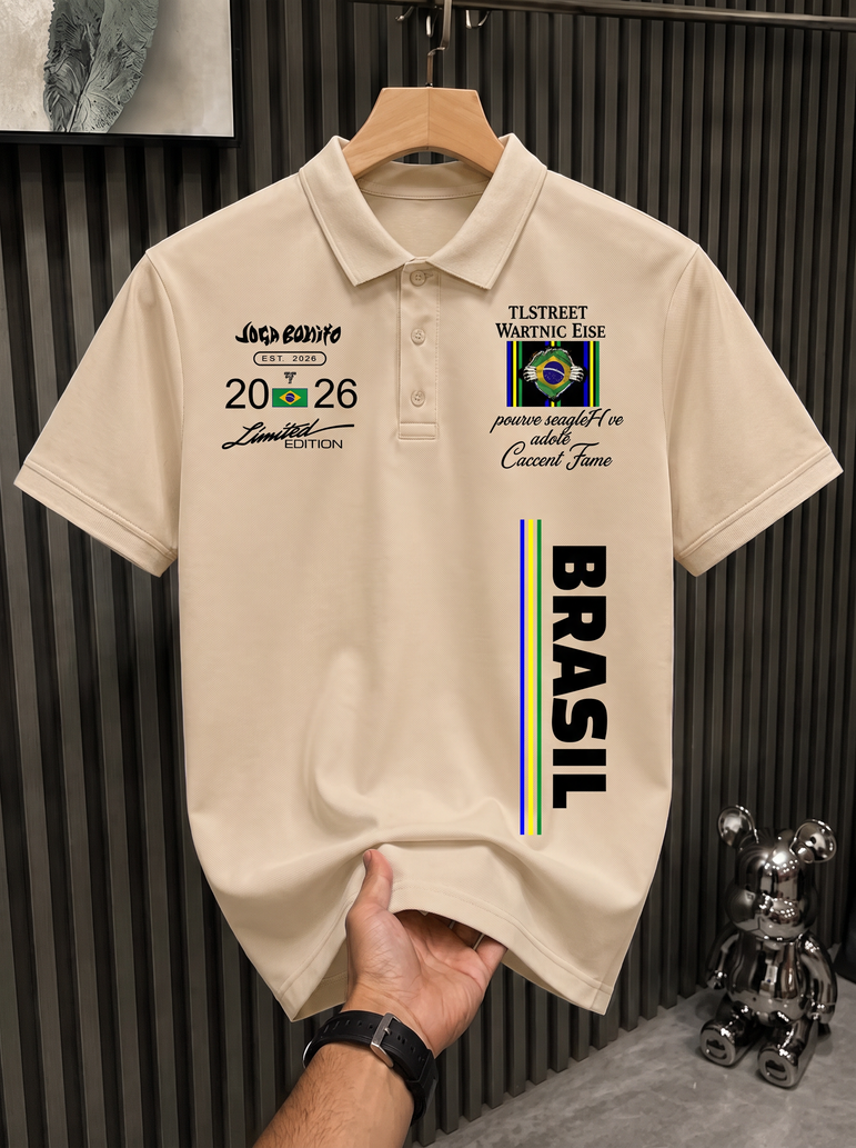 Camisa Polo Brasil 2026 Bege produto
