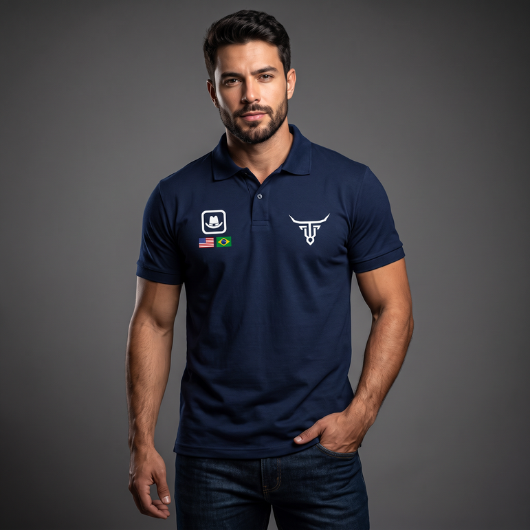 Camisa Polo Country USA-Brasil Azul-marinho