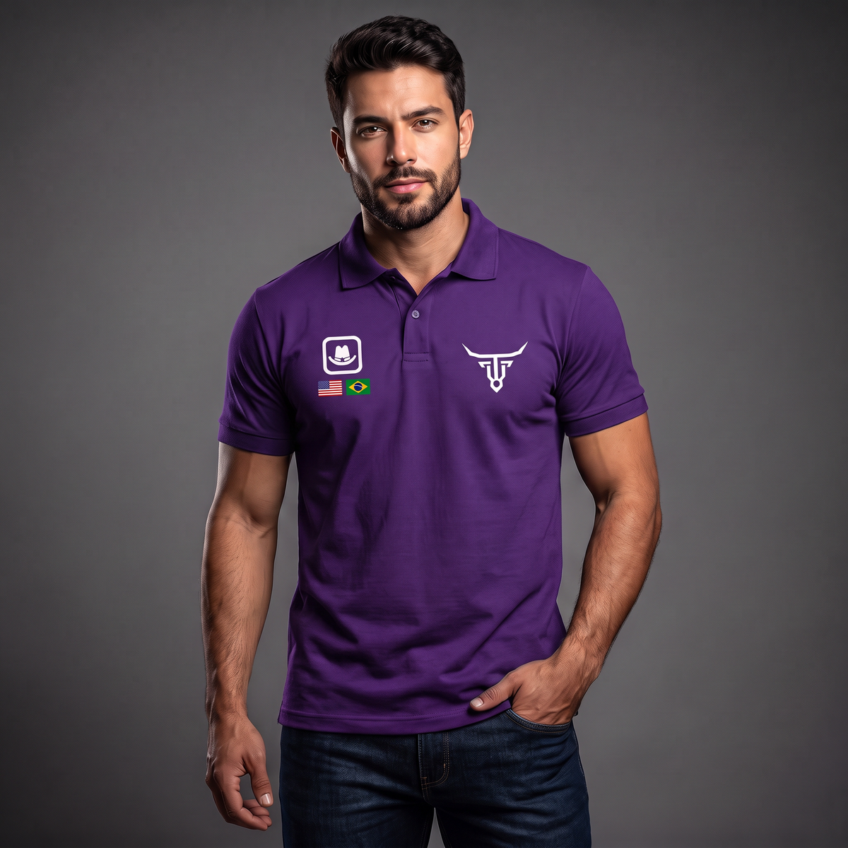 Camisa Polo Country USA-Brasil Roxo