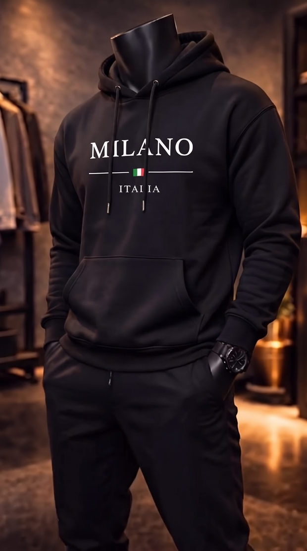 Moletom Milano Italia preto - close